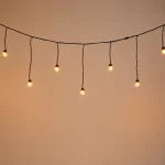 10M 20-ball G45 LED drop string lights in warm white with black cable