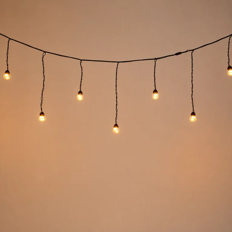 10M 20-ball G45 LED drop string lights in warm white with black cable