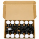 10M 20-ball G50 LED string lights set with milky white globes and black cable