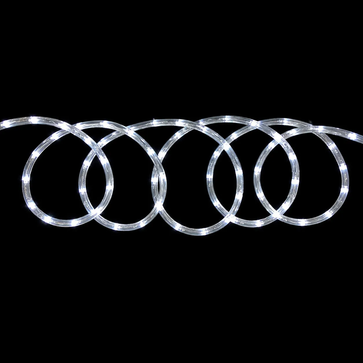 220V LED rope light illuminated in white with 36 LEDs per meter