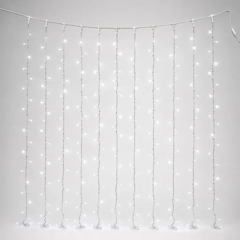 2M x 2M 400 LED warm white curtain lights with white cable