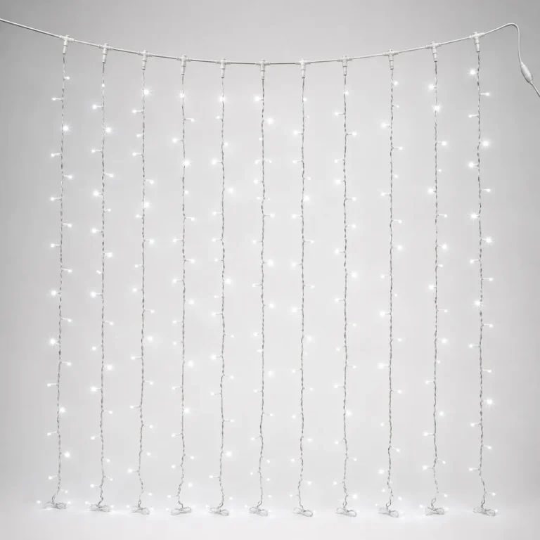 2M x 2M 400 LED warm white curtain lights with white cable
