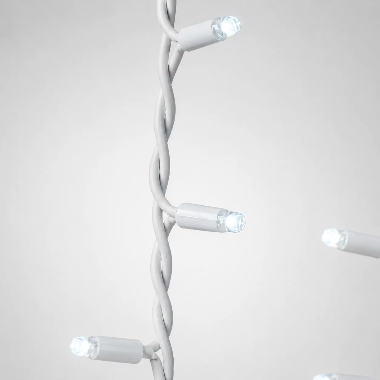 Close-up of white cable and LED bulbs on 2M x 2M 400 LED curtain lights