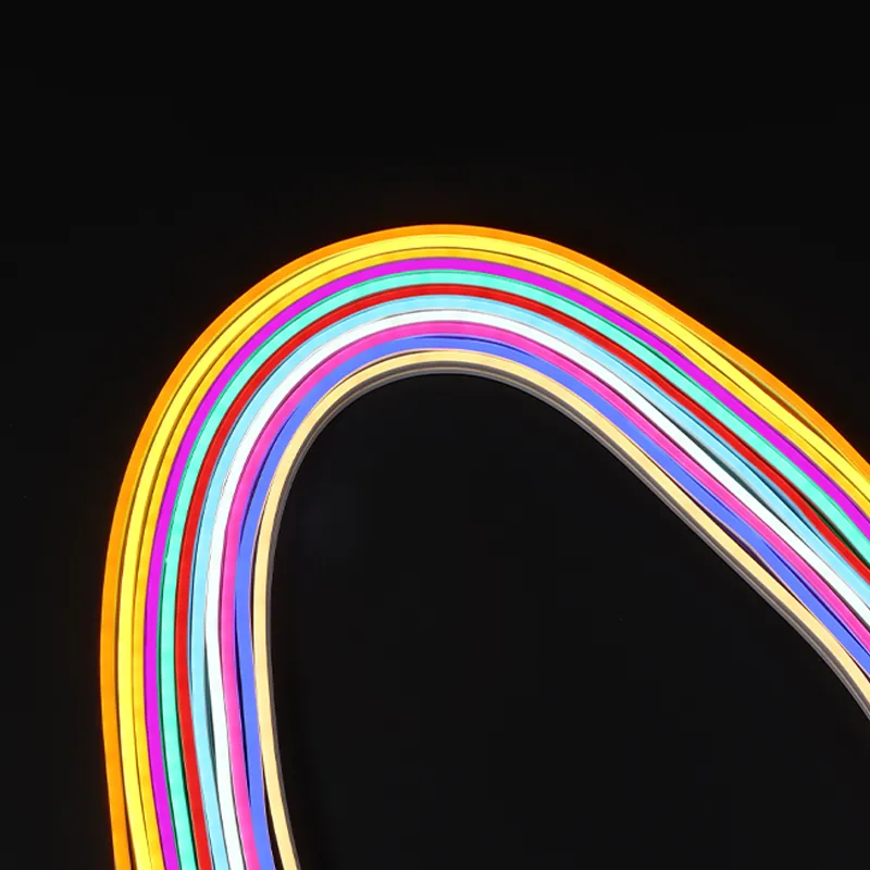 6x12mm LED neon flex light showing multiple color options and flexible bending