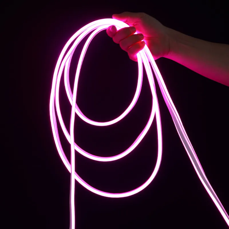 8x16mm double-brightness pink LED neon flex light sample held by hand