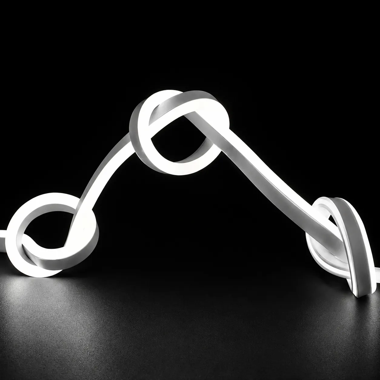 8x16mm white LED neon flex light bent into knots with bright continuous light