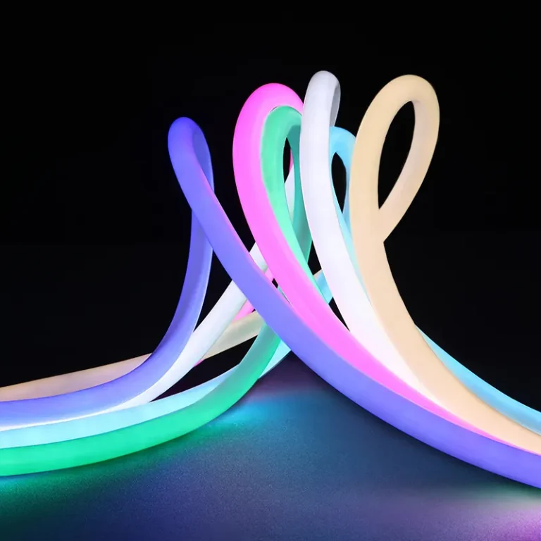 D16MM 360 degree neon flex light showing multiple LED lighting colors