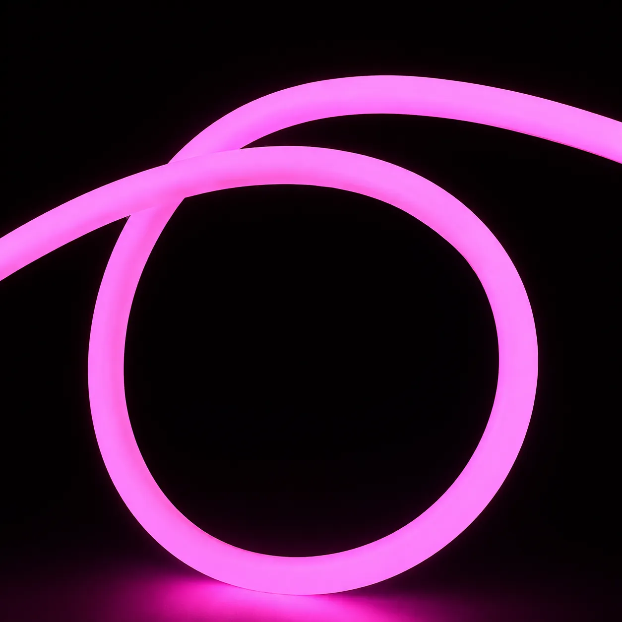 Pink D16MM 360 degree neon flex light sample on black background